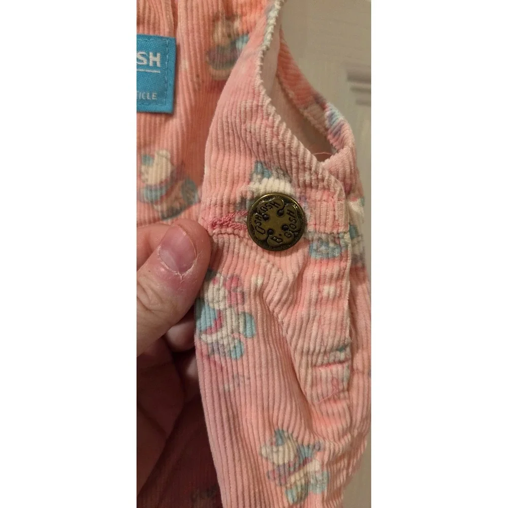 Vintage OshKosh B'Gosh Pink Bear Print Corduroy Overalls 2T‎ Made USA 90s